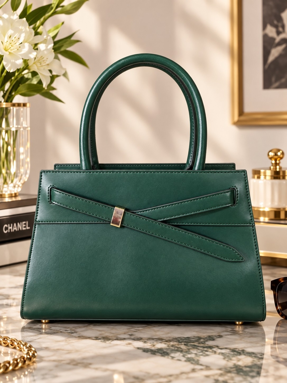 Liz Claiborne Chic Emerald Green Structured Handbag